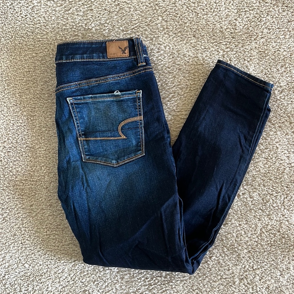 American Eagle Blue Jeans Size 8 Hi-Rise Jegging Super Stretch